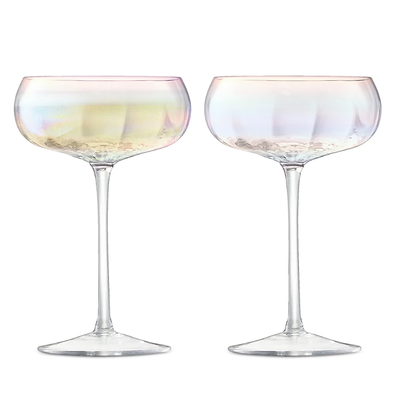 Lsa Iridescent Champagne Saucers, Set of 2
