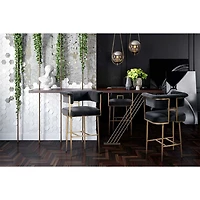 Astrid Grey Velvet Bar Stool