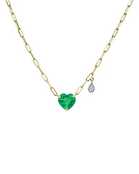 Meira T 14K White & Yellow Gold Emerald & Diamond Heart Paperclip Link Pendant Necklace, 18