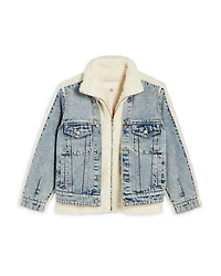 Girls' Bear Hug Denim & Faux Sherpa Jacket - Big Kid