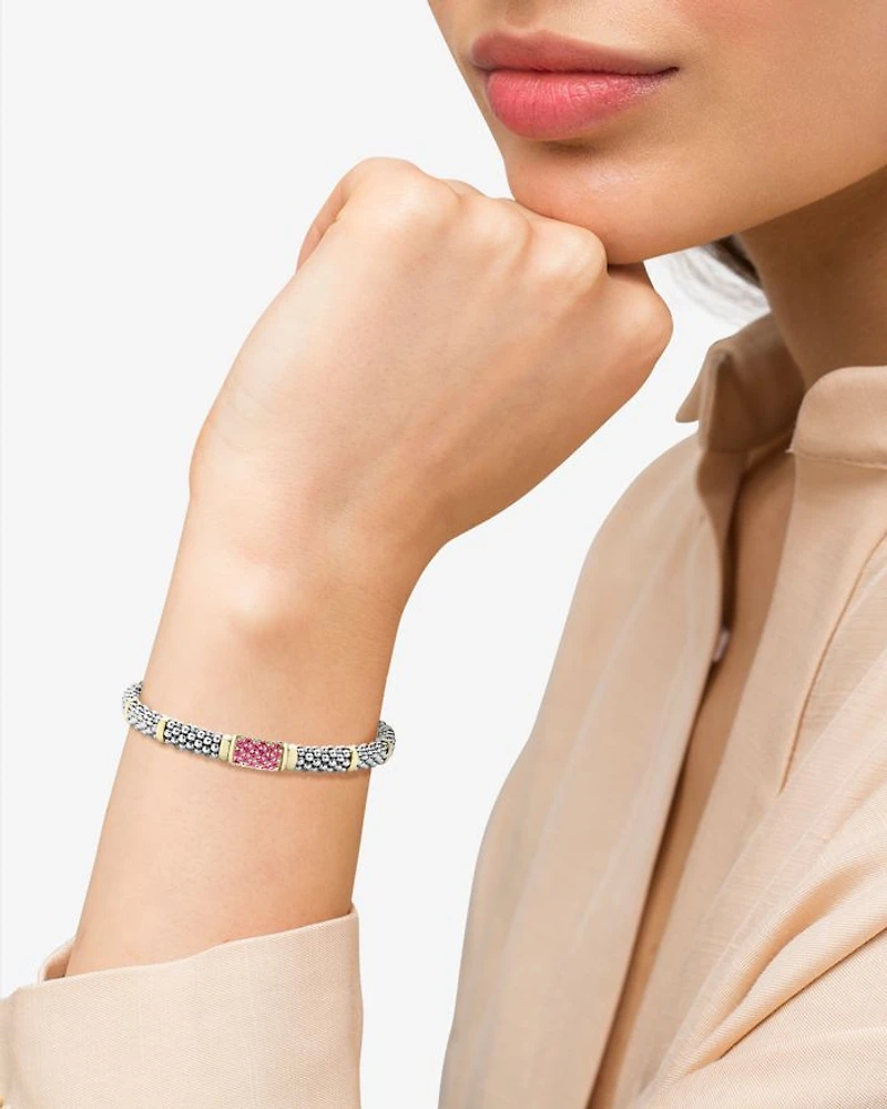 Sterling Silver & 18K Gold Signature Caviar Sapphire Station Bracelet