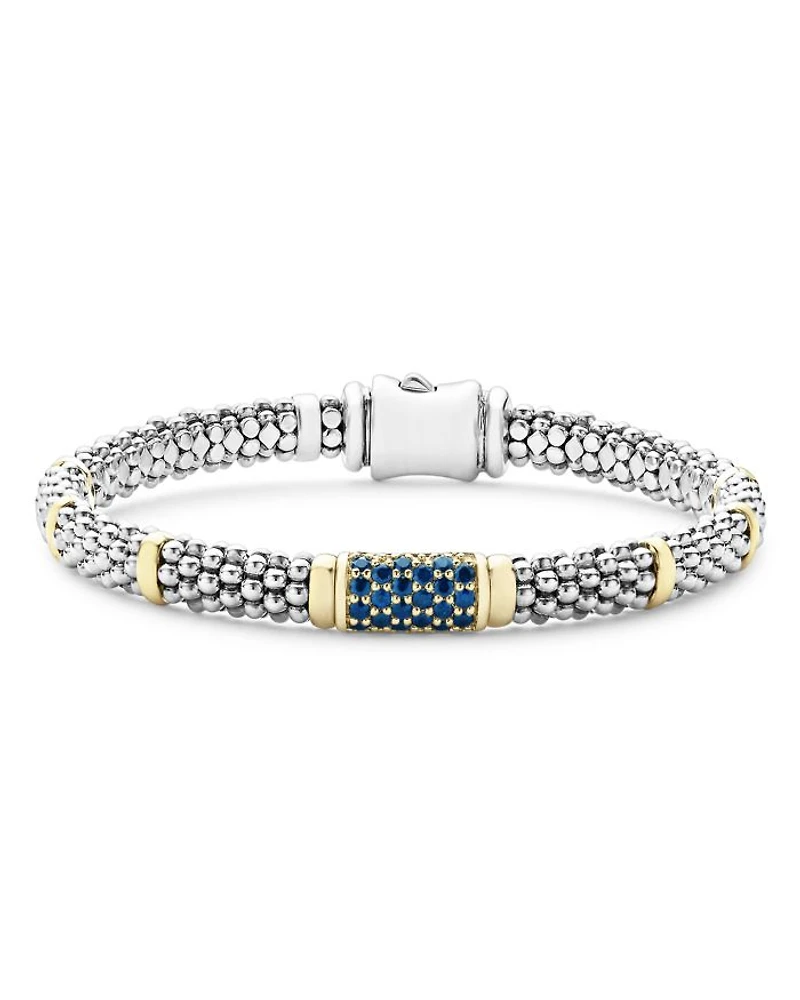 Sterling Silver & 18K Gold Signature Caviar Sapphire Station Bracelet