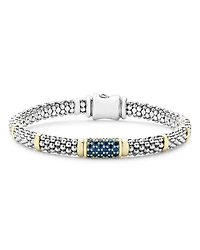 Sterling Silver & 18K Gold Signature Caviar Sapphire Station Bracelet