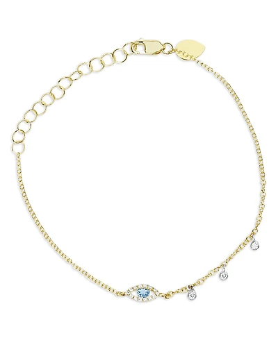 Meira T 14K White & Yellow Gold Blue Topaz & Diamond Evil Eye Link Bracelet