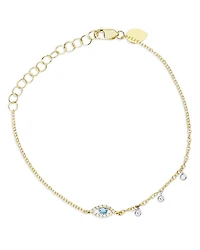 Meira T 14K White & Yellow Gold Blue Topaz & Diamond Evil Eye Link Bracelet