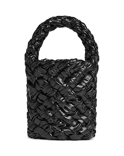 Bottega Veneta Mini Kalimero Foulard Foulard Intreccio Leather Bucket Bag