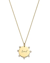 Zoe Chicco 14K Yellow Gold Tender Tokens Diamond Loved Disc Pendant Necklace, 16-18