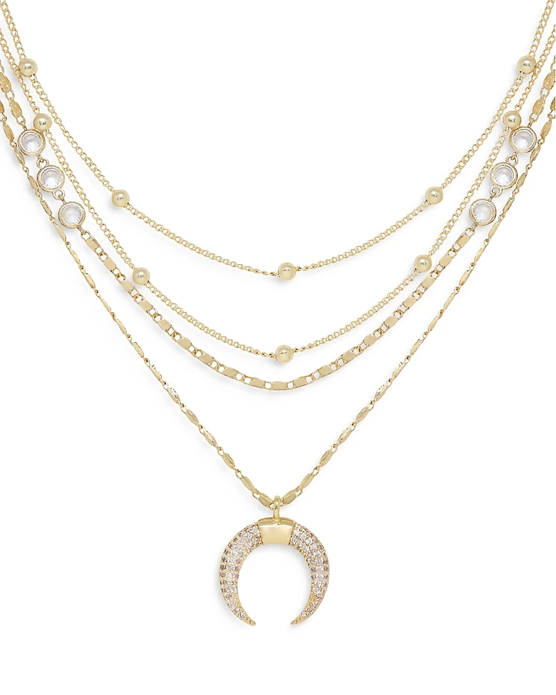 Ettika Layered Chain & Horn Pendant Necklace