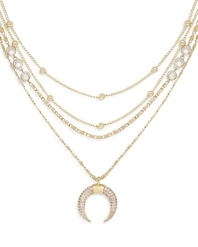 Ettika Layered Chain & Horn Pendant Necklace
