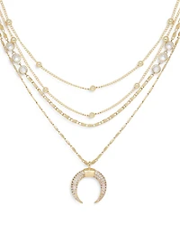 Ettika Layered Chain & Horn Pendant Necklace