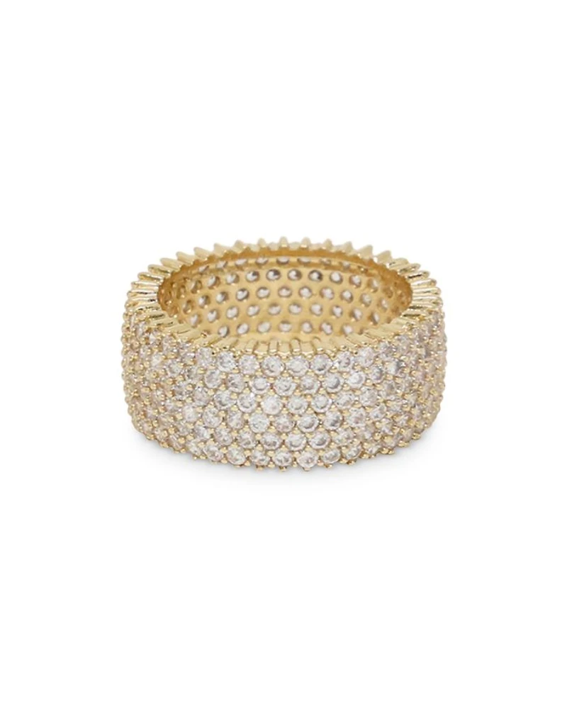 Cubic Zirconia & 18K Gold Plated Thick Band Ring