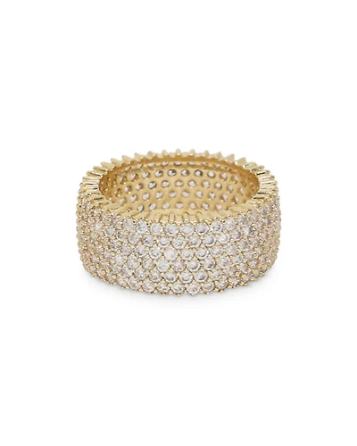 Cubic Zirconia & 18K Gold Plated Thick Band Ring