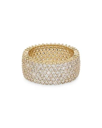 Cubic Zirconia & 18K Gold Plated Thick Band Ring