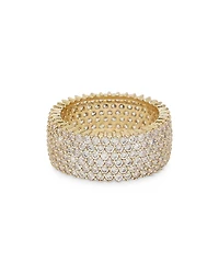 Ettika Cubic Zirconia & 18K Gold Plated Thick Band Ring