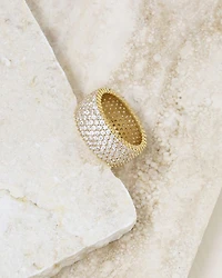 Cubic Zirconia & 18K Gold Plated Thick Band Ring