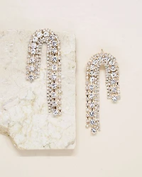 Embellished Arch Statement Earrings in 18K Gold Plate