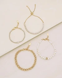 Ultimate Imitation Pearl & Embellished Mixed Bracelets in 18K Gold Plate, Set of 4