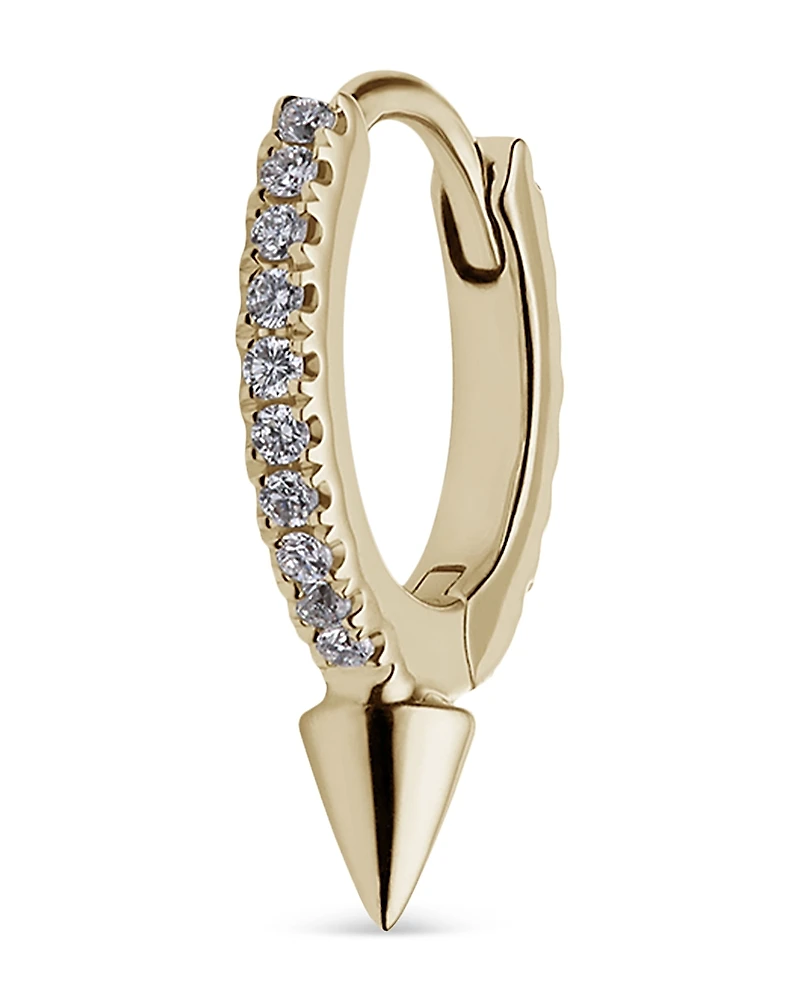 Maria Tash 18K Yellow Gold Diamond Spike Extra Small Single Hoop Earring