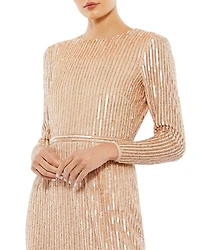 Long Sleeve Embellished Bodycon Dress