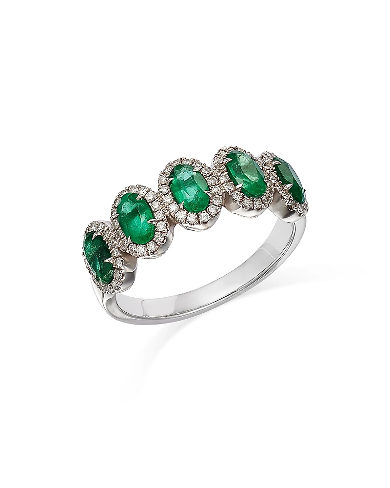 Bloomingdale's Fine Collection Emerald & Diamond Multi-Halo Ring