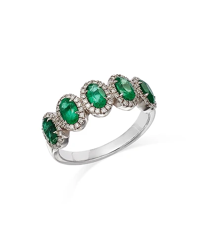 Bloomingdale's Fine Collection Emerald & Diamond Multi-Halo Ring