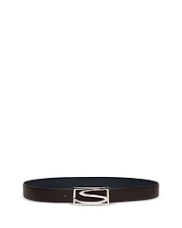 Men's Leather Logo Buckle Belt