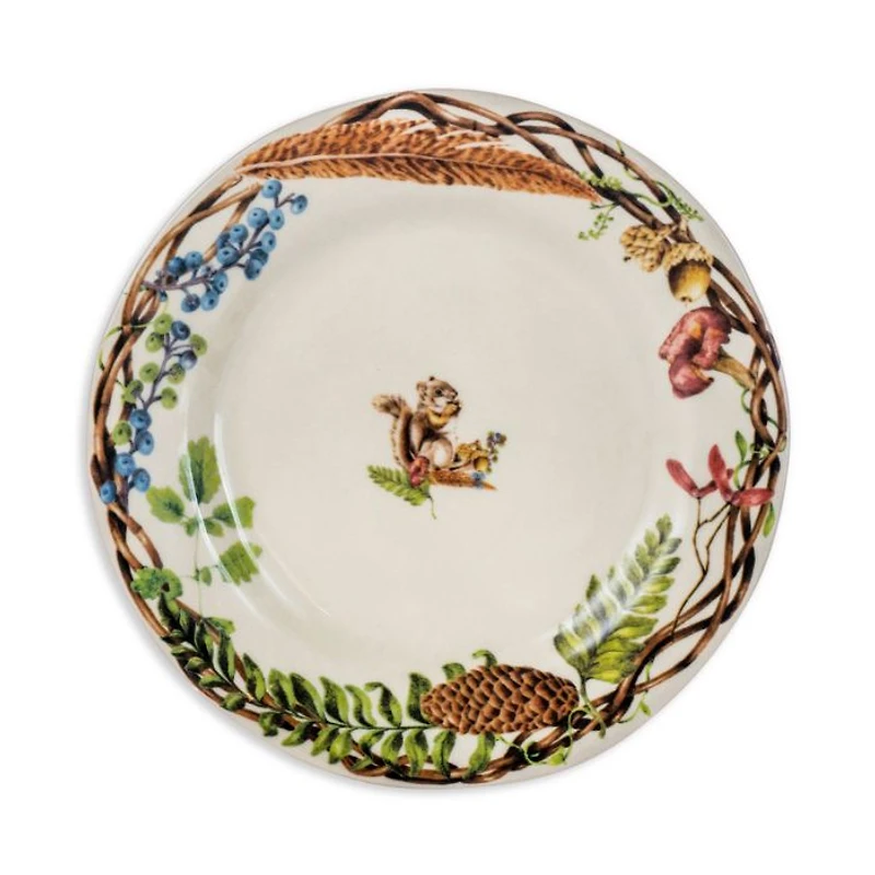 Forest Walk Café Au Lait Dessert/Salad Plate, Assorted Set 4