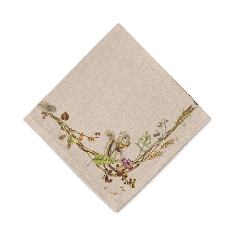 Forest Walk Café Au Lait Napkin with Animals