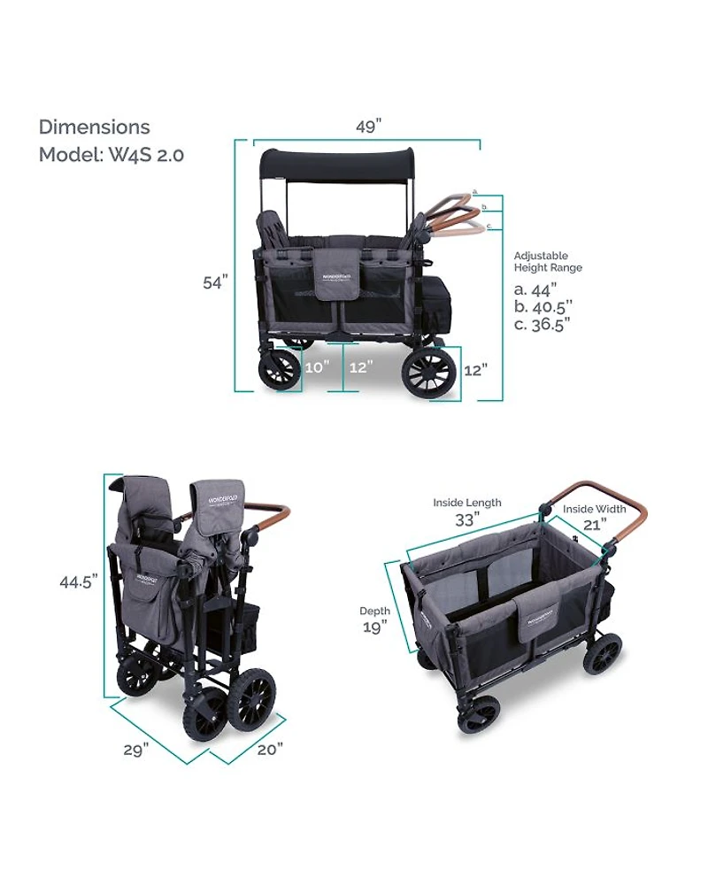 W4 Luxe Quad Stroller Wagon, 4 Seater