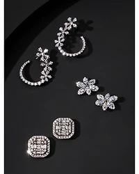 Diamond Flower Front-to-Back Earrings in 14K White Gold, 1.0 tcw