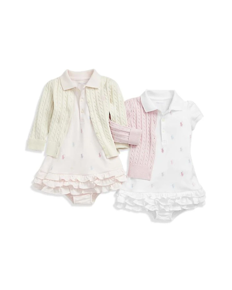 Girls' Ruffled & Embroidered Polo Dress with Bloomers - Baby