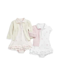 Girls' Ruffled & Embroidered Polo Dress with Bloomers - Baby