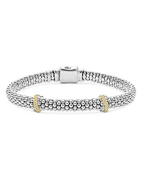 18K Yellow Gold & Sterling Silver Caviar Lux X Station Diamond Bracelet