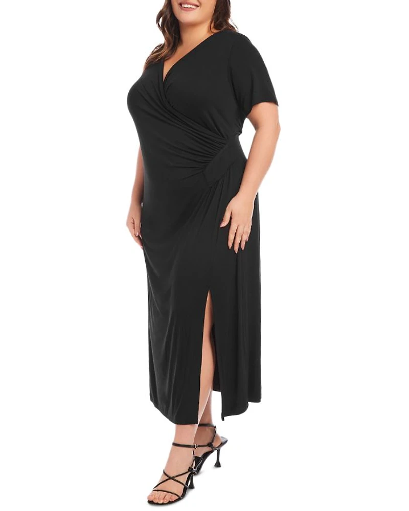 Faux Wrap Midi Dress