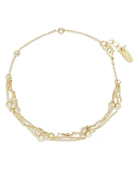 Fine Details Cubic Zirconia Triple Row Ankle Bracelet in 18K Gold Plated