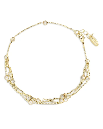 Ettika Fine Details Cubic Zirconia Triple Row Ankle Bracelet