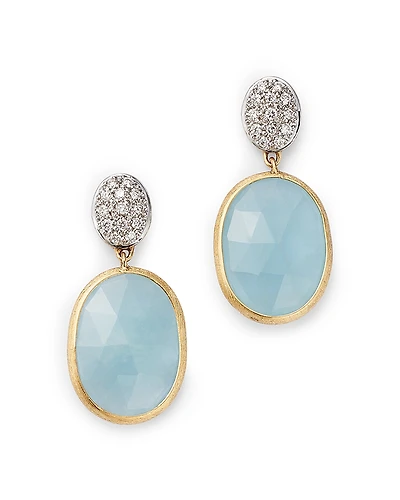 Marco Bicego 18K White & Yellow Gold Siviglia Aquamarine & Diamond Cluster Drop Earrings