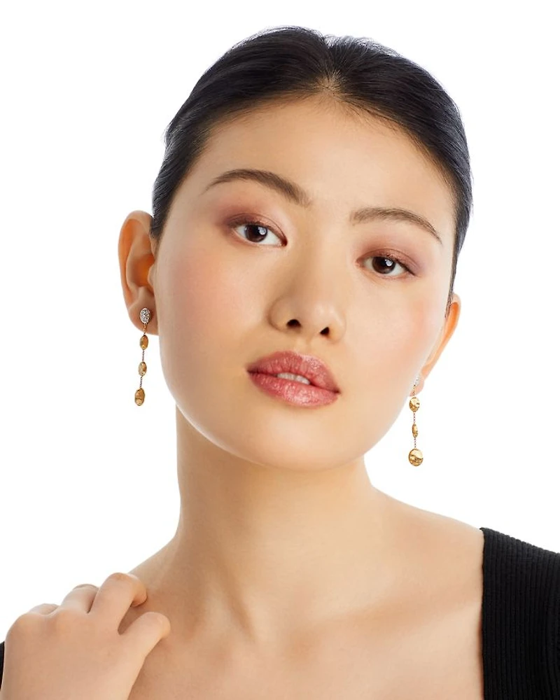 18K White & Yellow Gold Siviglia Diamond & Textured Bead Drop Earrings
