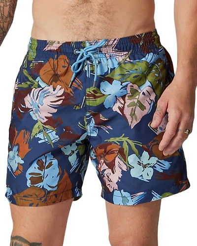 Dartmoor Bay Foliage Print 7" Swim Trunks