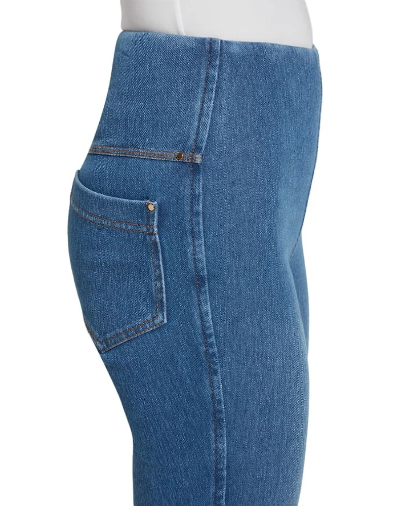 High Rise Ankle Baby Bootcut Jeans Mid Wash