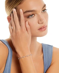 Diamond Cluster Beaded Bangle Bracelet in 14K Gold