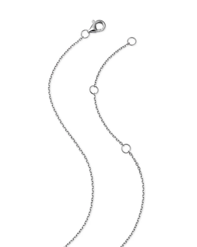 Diamond Baguette & Round Crescent Pendant Necklace in 14K White Gold, 0.62 tcw
