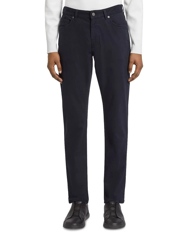 Garment Dyed Stretch Gabardine City Slim Fit Jeans Navy