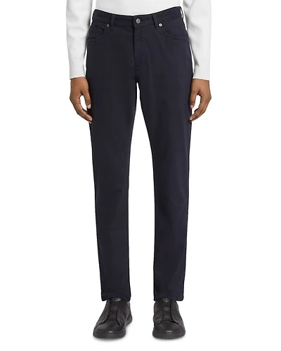 Garment Dyed Stretch Gabardine City Slim Fit Jeans Navy