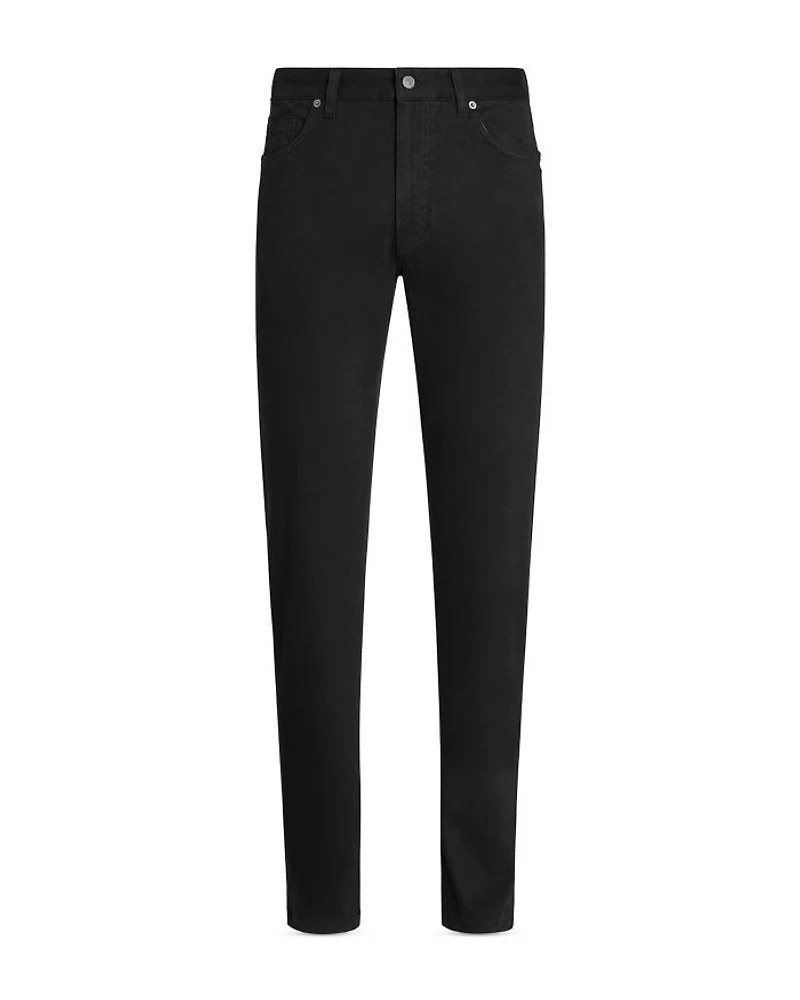 Garment Dyed Stretch Gabardine City Slim Fit Jeans Black