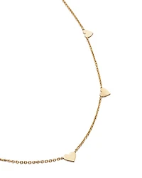 14K Yellow Gold Heart Station Necklace, 18"-20"