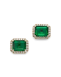 Bloomingdale's Fine Collection Emerald and Diamond Stud Earrings