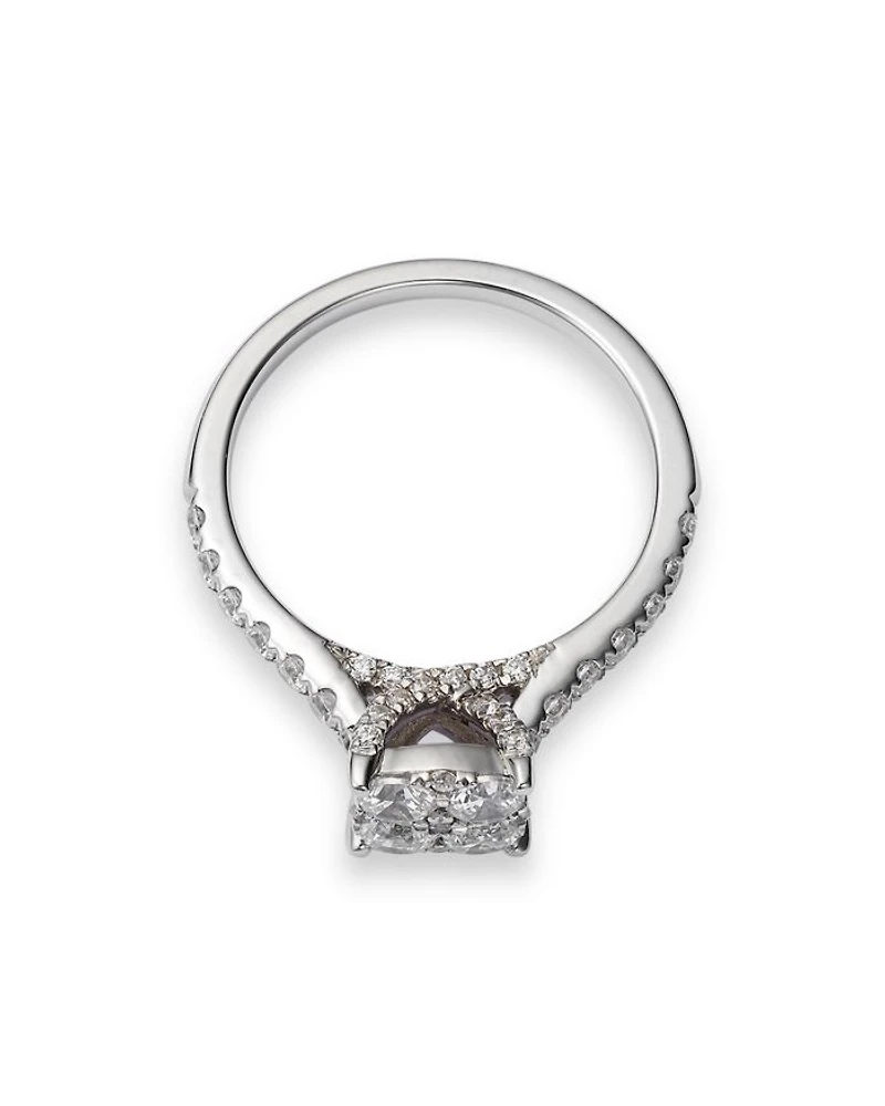 Diamond Cluster Engagement Ring in 14K White Gold, 1.00 tcw