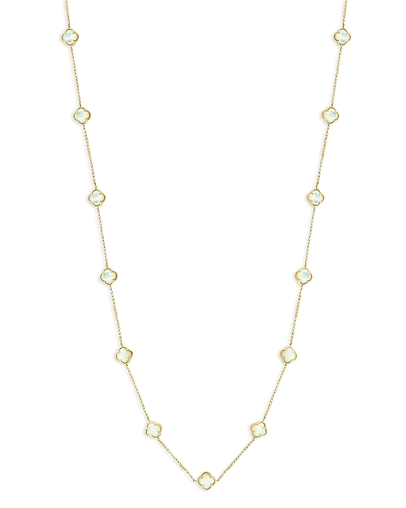 Bloomingdale's Fine Collection Mother of Pearl Clover Station Necklace