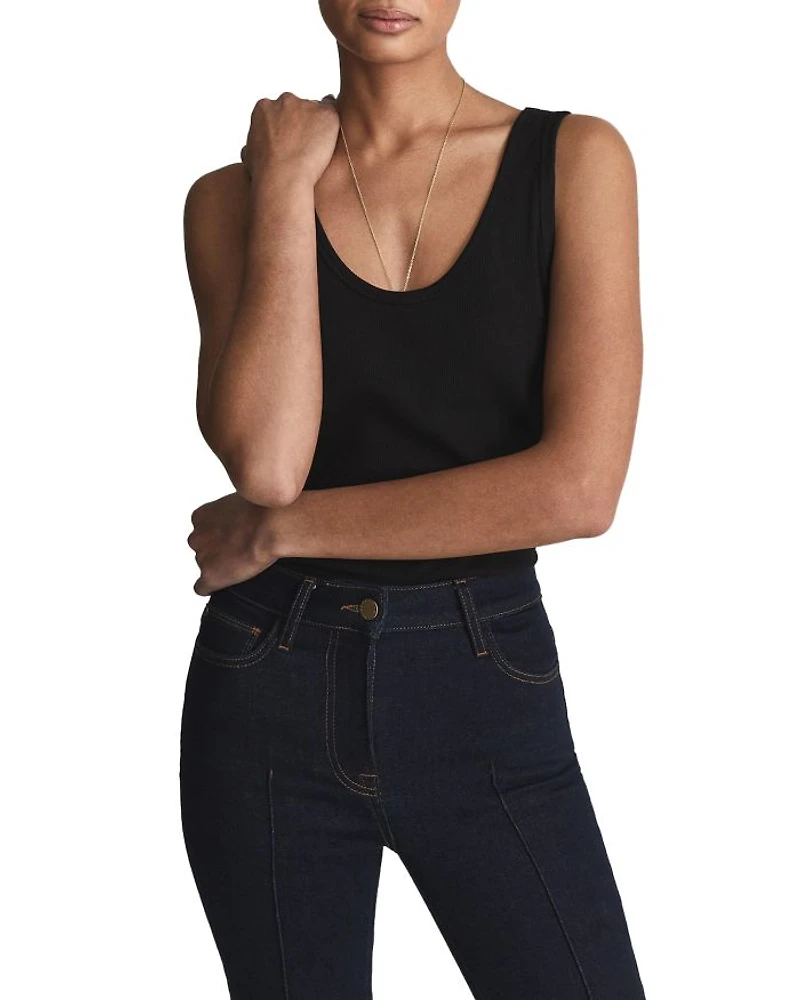 Violet Ribbed Scoop Neck Tank Top